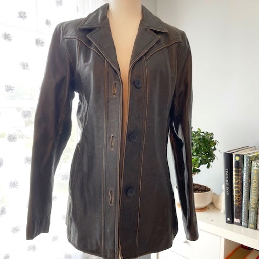 American Eagle Distressed Leather Jacket - image 1